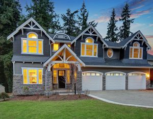 Luxurious house with blue siding
